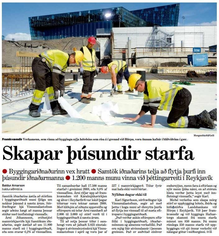 Nokkur þúsund ný störf verða til á næstu árum í byggingariðnaði
